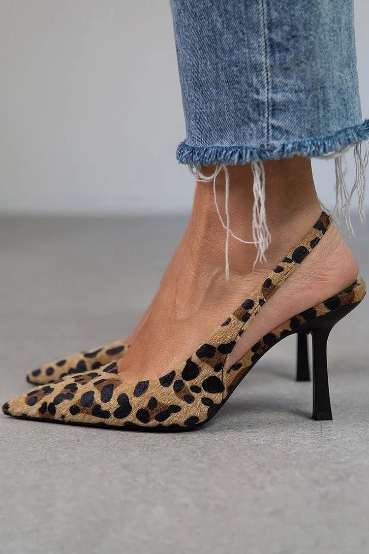 Felina | Salón Slingback de Tacón Fino con Estampado Leopardo