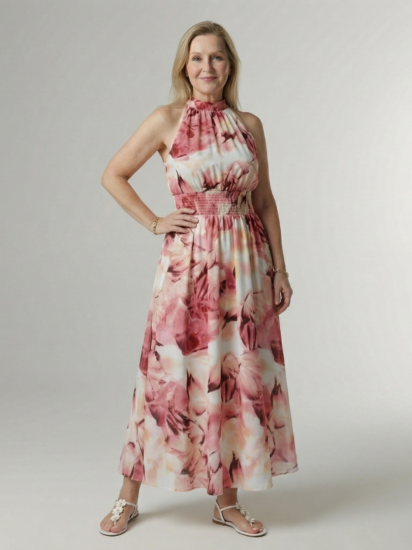Sylin | Vestido Midi Halter con Pliegues