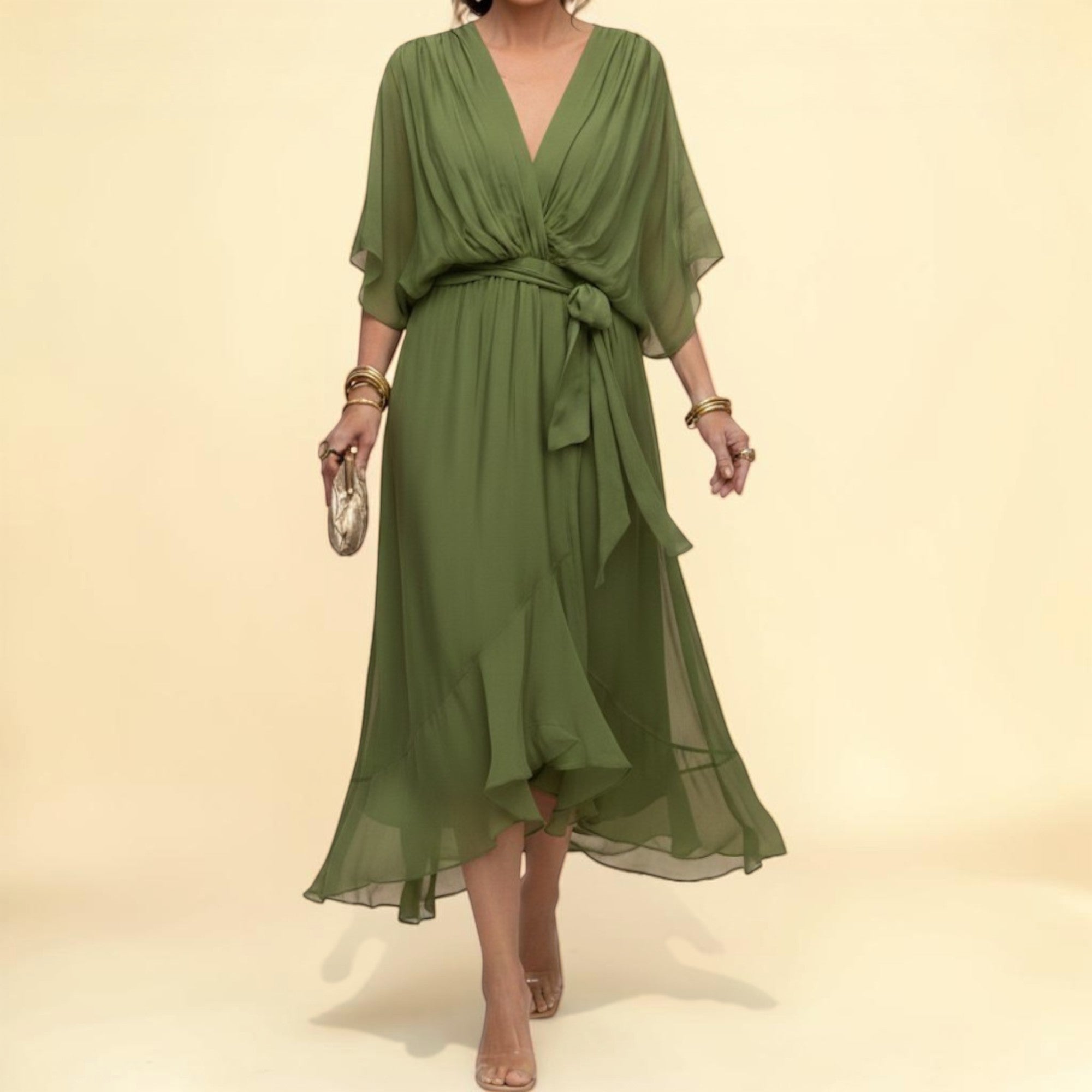 Marta | Vestido de Gasa con Escote en V