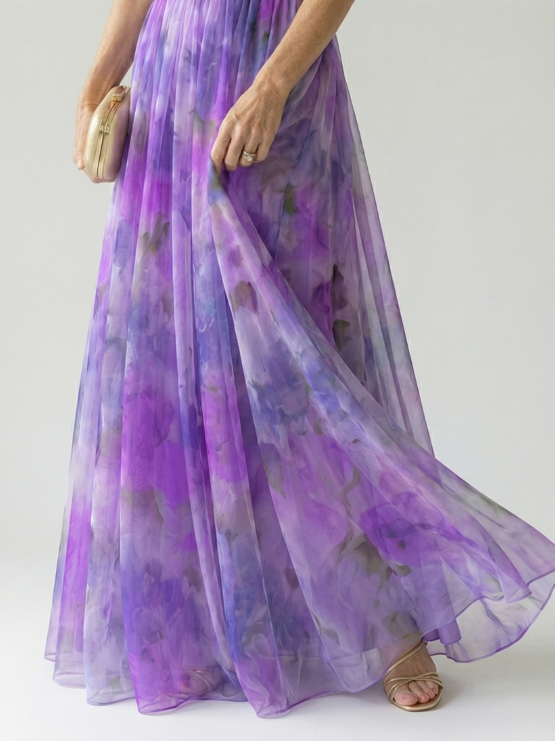 Isel | Vestido Maxi Cruzado Suave con Estampado Multicolor