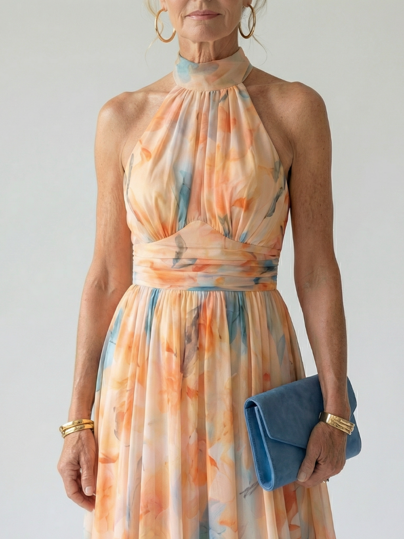 Elin | Vestido Midi Halter Suave y Ligero