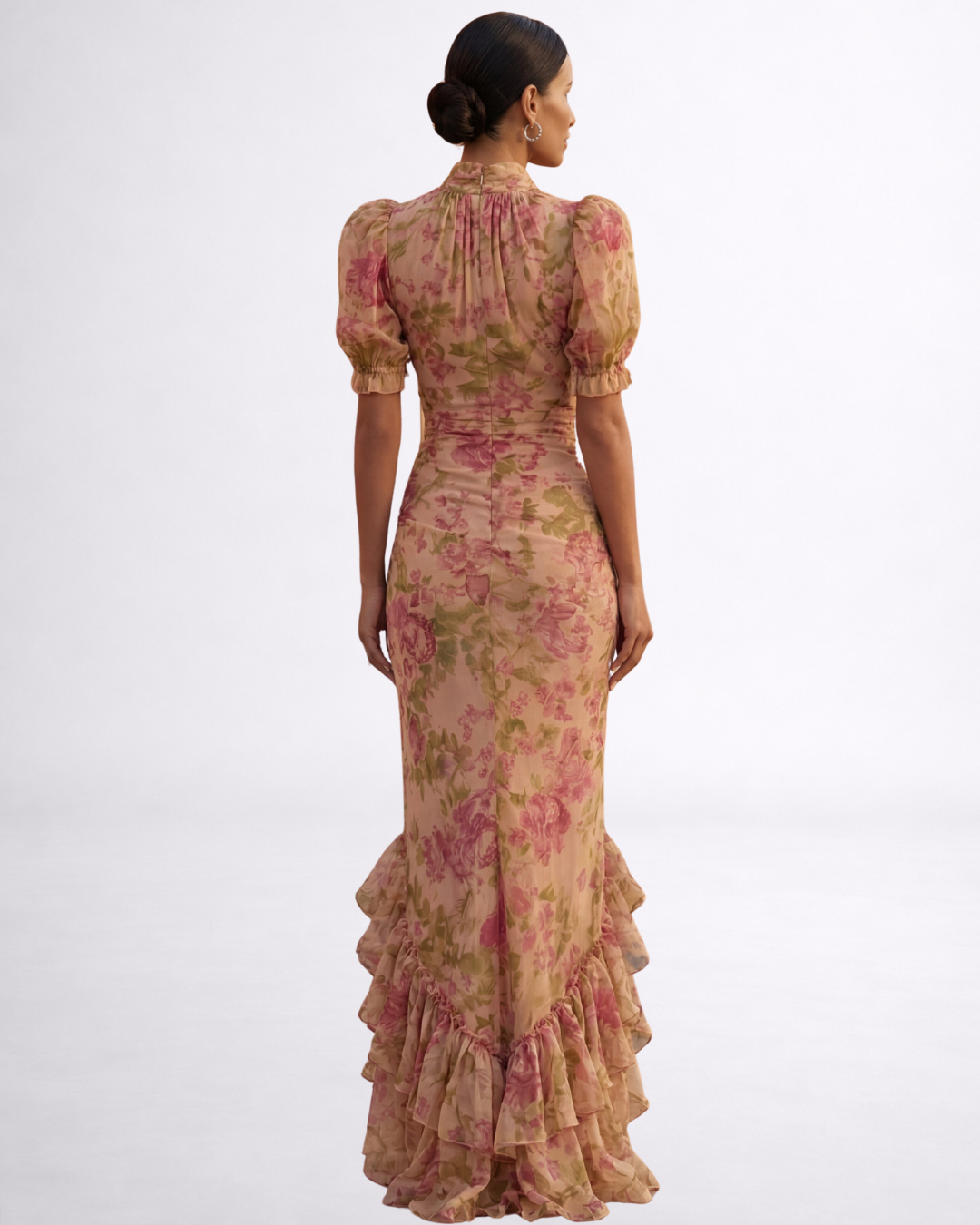 Rosario | Vestido Maxi Floral con Cuello Alto