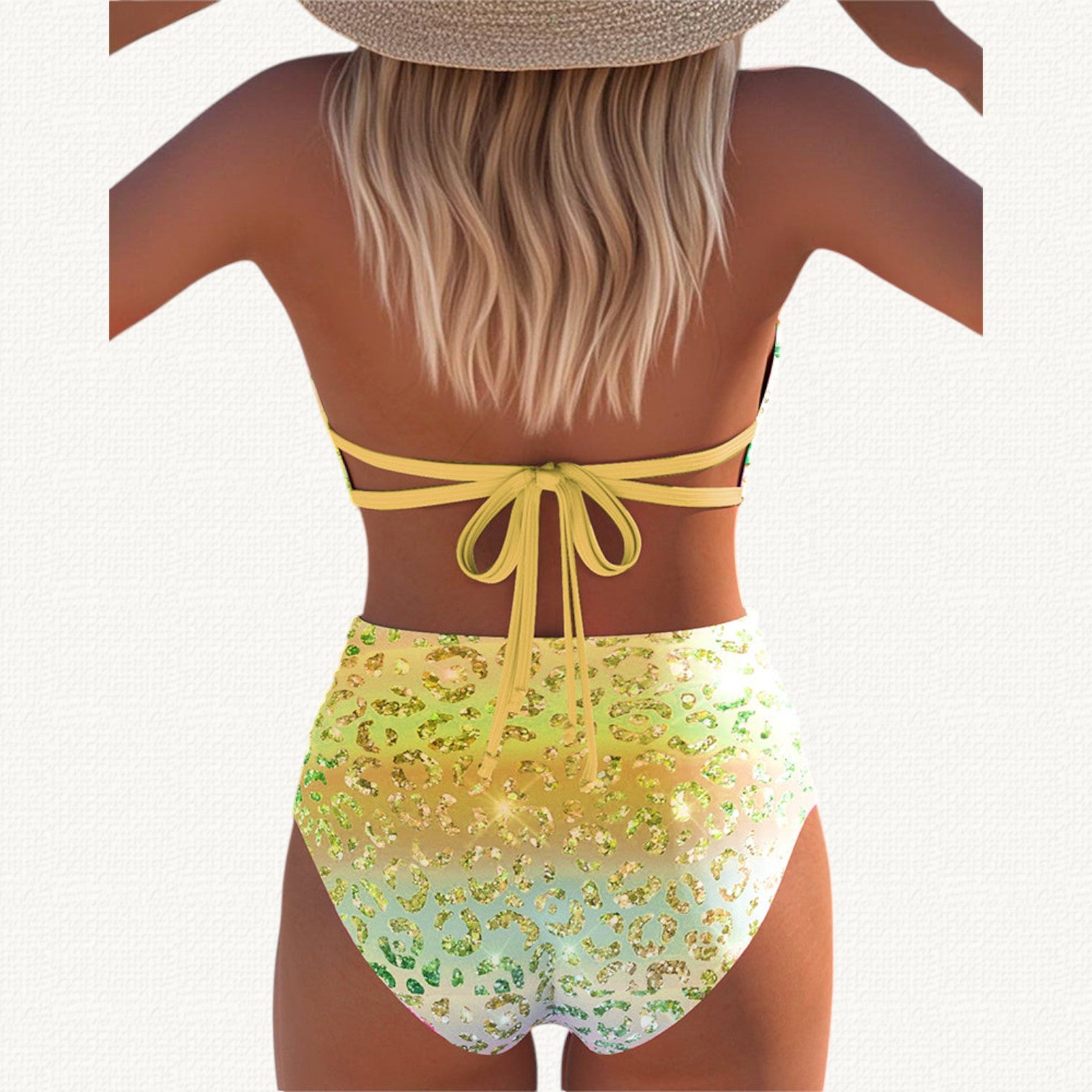 Sirena | Bikini Halter con Estampado Leopardo Degradado