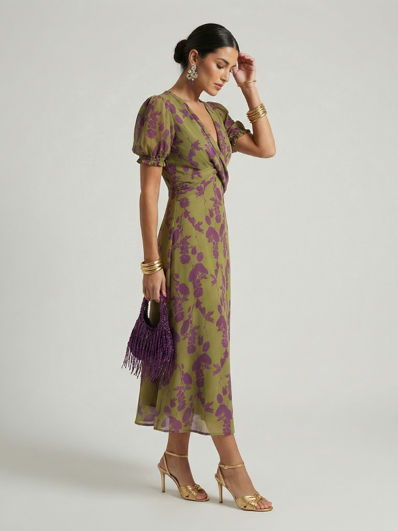 Virel | Vestido Midi Relajado con Estampado Floral