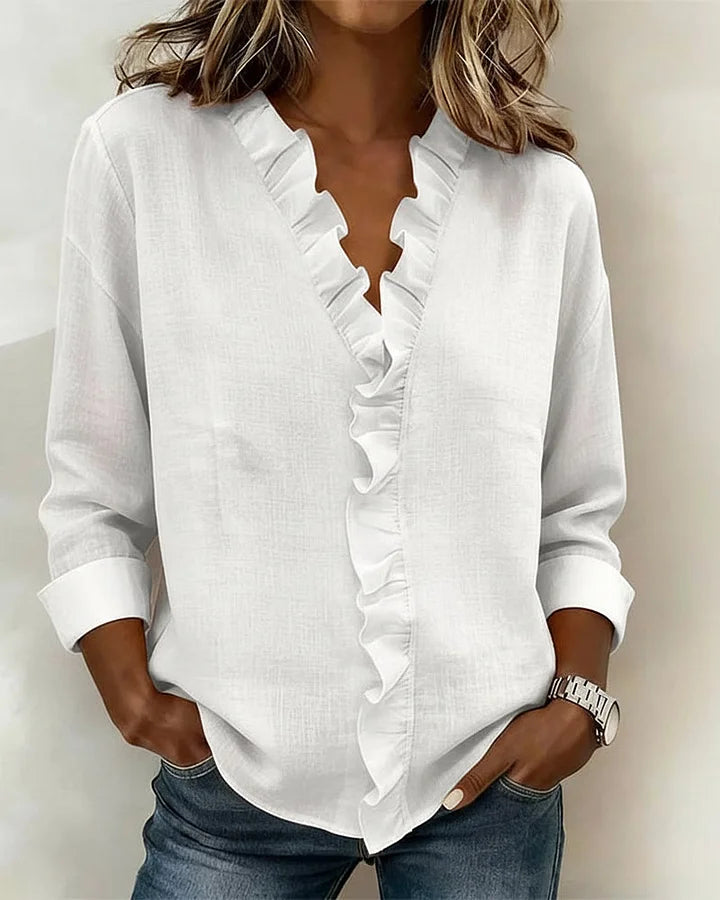 Indie | Blusa de mujer con volantes y cuello en V