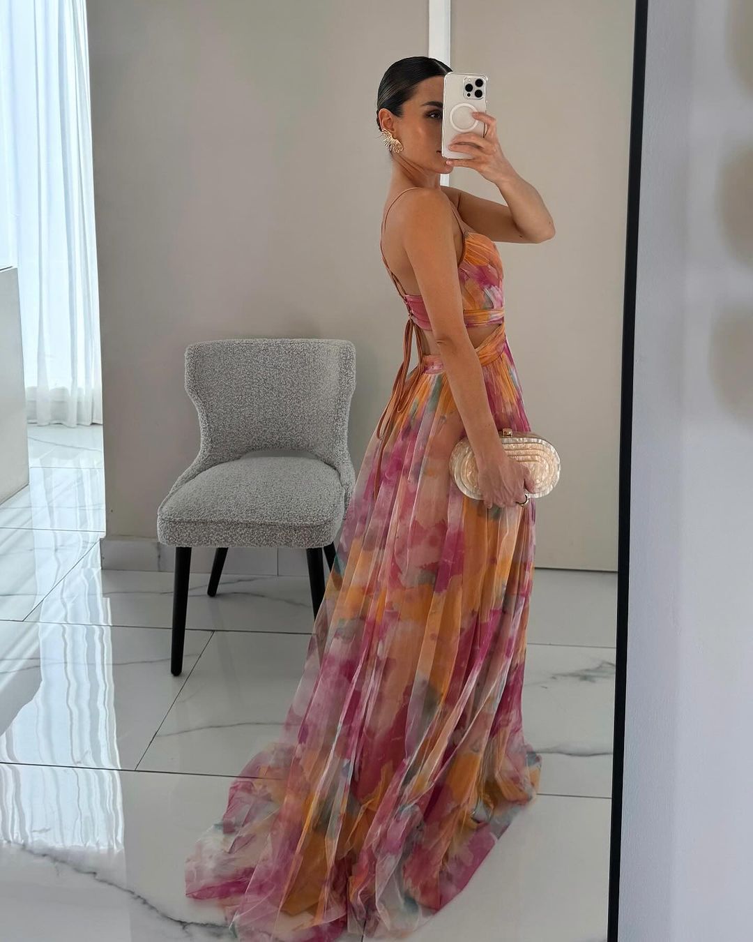 Giselle | Vestido Maxi Floral en Chifón con Tirantes