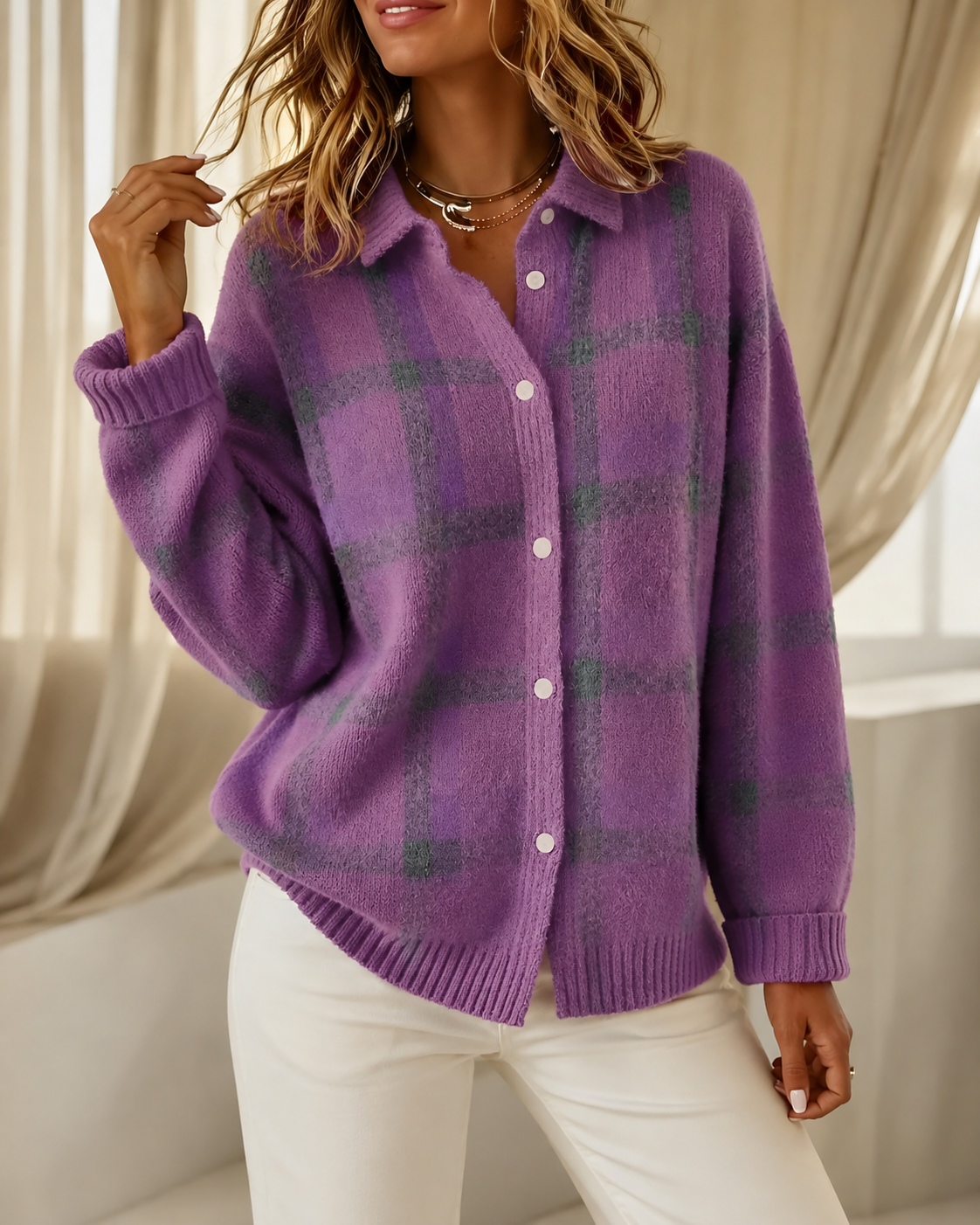 Livia | Sobrecamisa de Cuadros con Botones