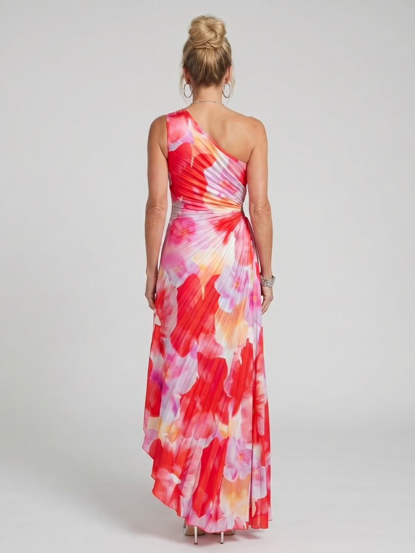 Taya | Vestido Maxi con Escote Un Hombro y Cuerpo Plisado