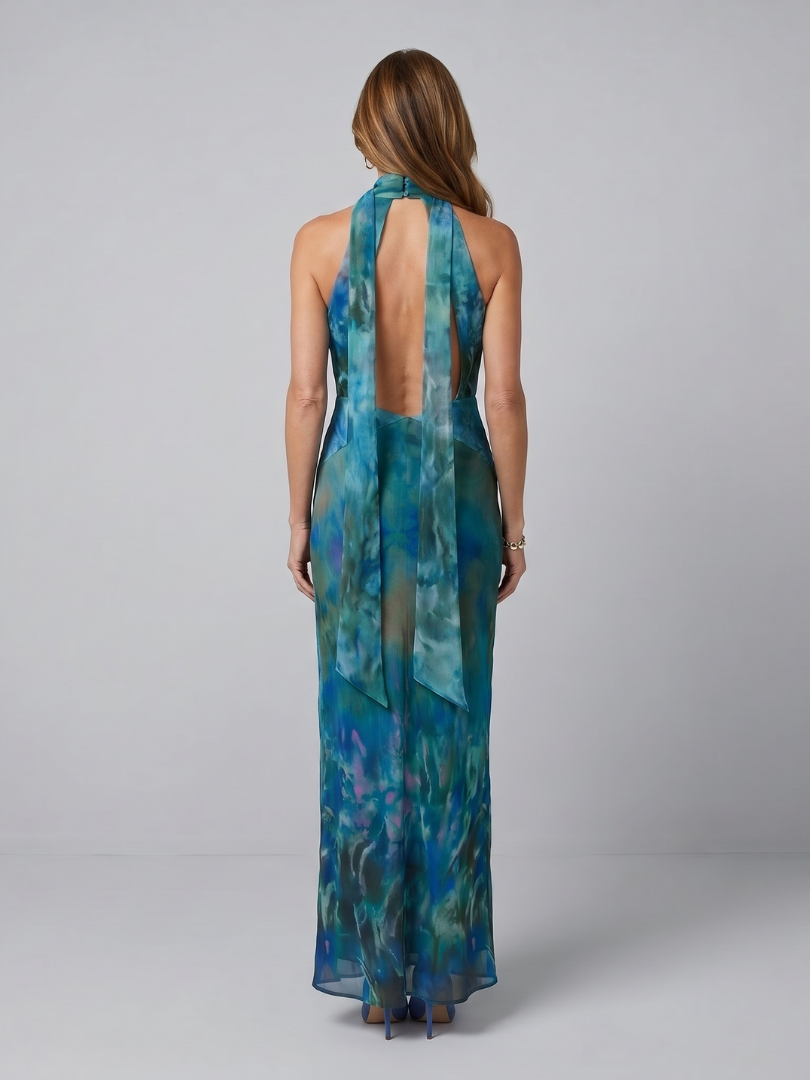 Juniper | Vestido Maxi sin Mangas con Escote Halter y Abertura