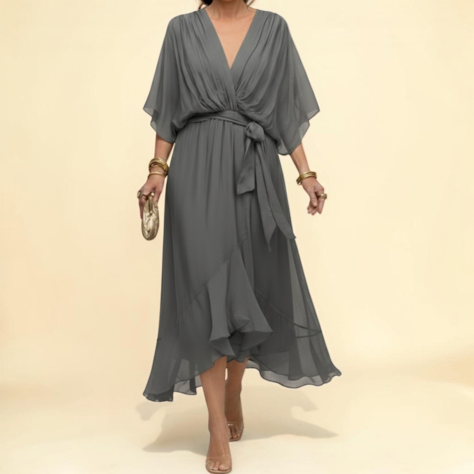 Marta | Vestido de Gasa con Escote en V