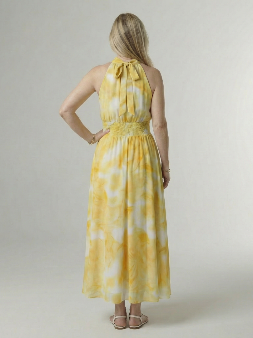 Sylin | Vestido Midi Halter con Pliegues
