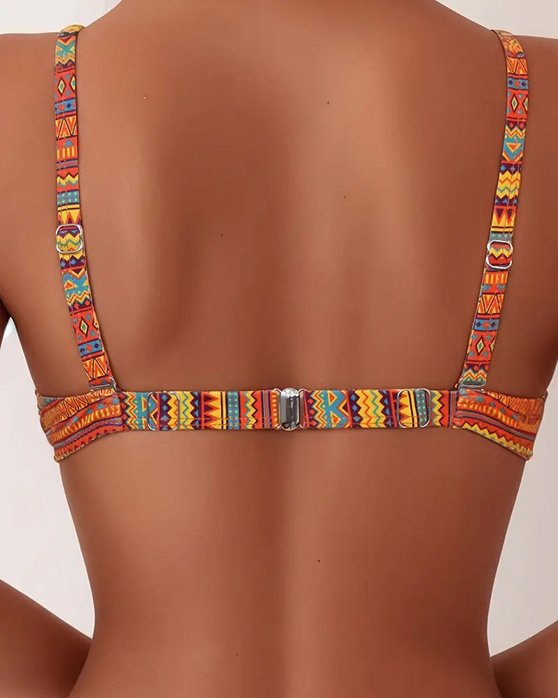 Zafra | Bikini Bandeau con Estampado Étnico Cálido