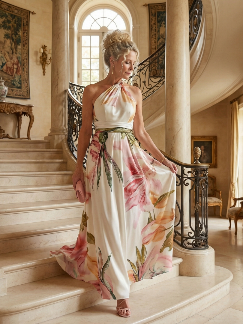 Amiel | Vestido Maxi Ligero con Estampado Floral