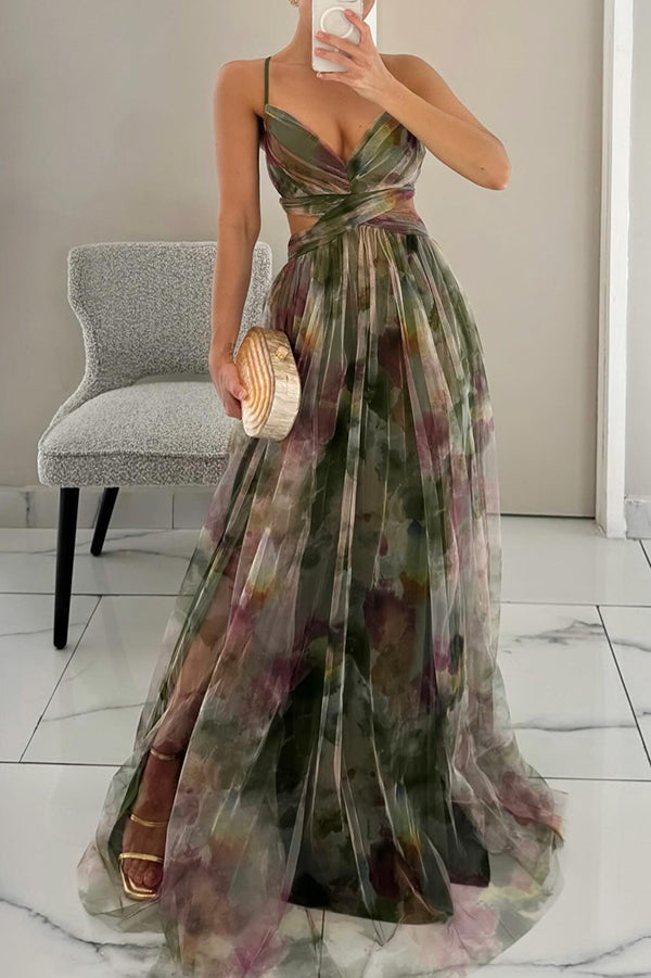 Giselle | Vestido Maxi Floral en Chifón con Tirantes