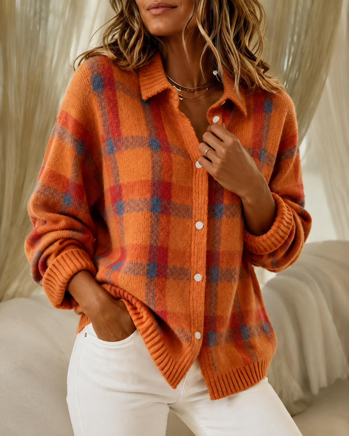 Livia | Sobrecamisa de Cuadros con Botones