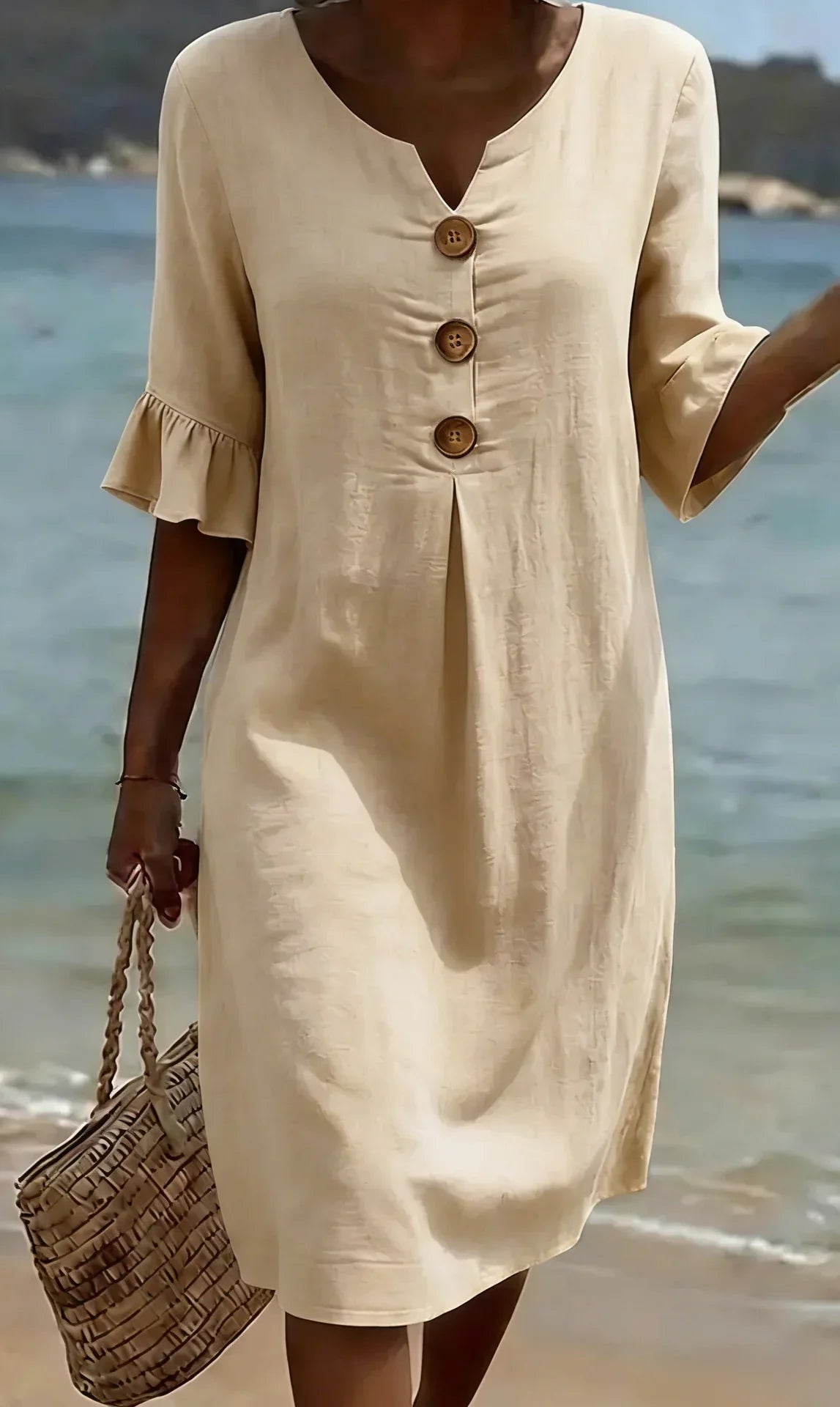 Dolores | Vestido de Verano con Escote en V y Botones