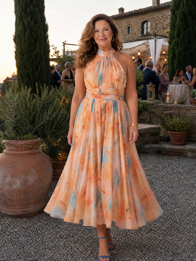 Elin | Vestido Midi Halter Suave y Ligero