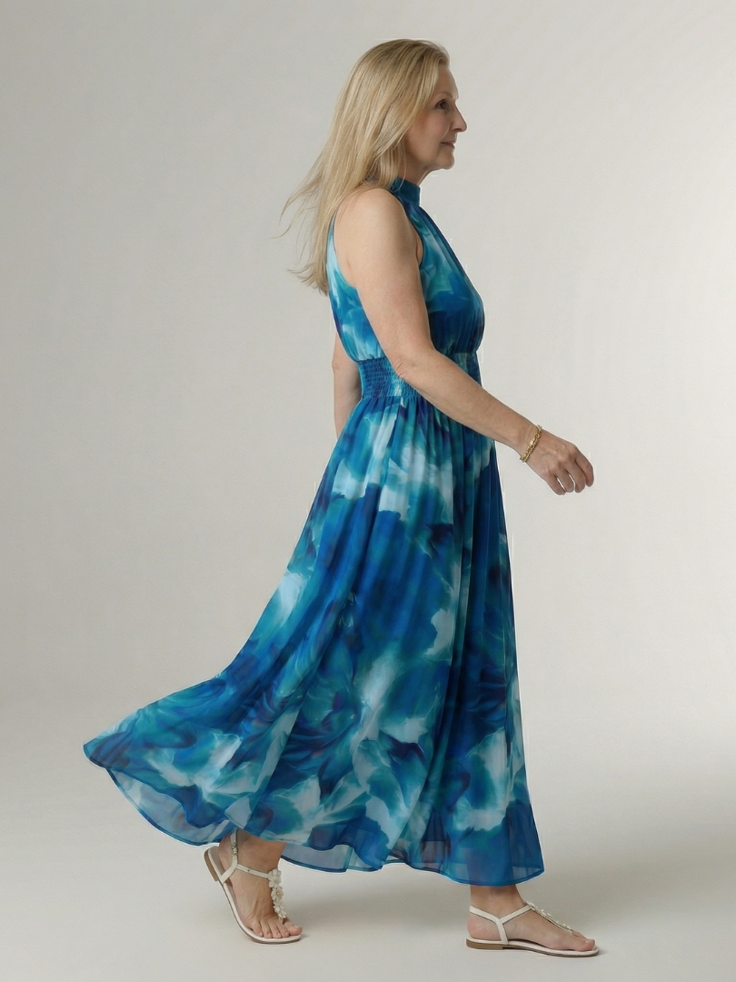 Sylin | Vestido Midi Halter con Pliegues