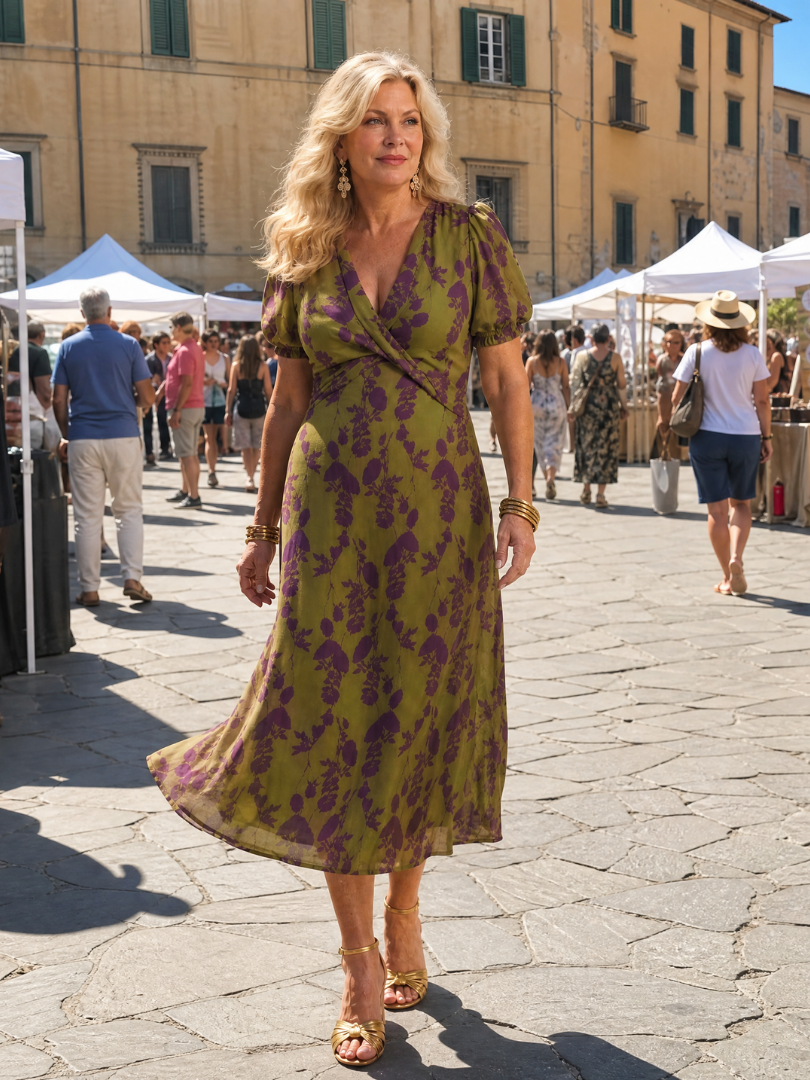 Virel | Vestido Midi Relajado con Estampado Floral