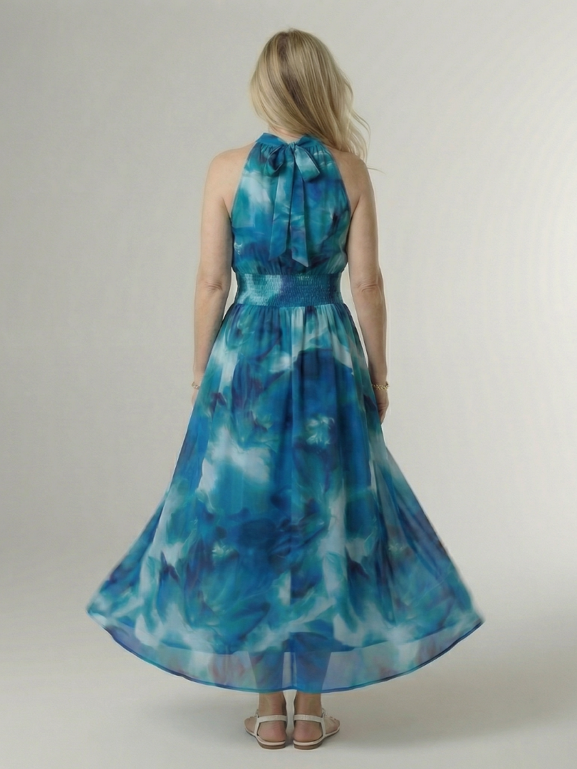 Sylin | Vestido Midi Halter con Pliegues