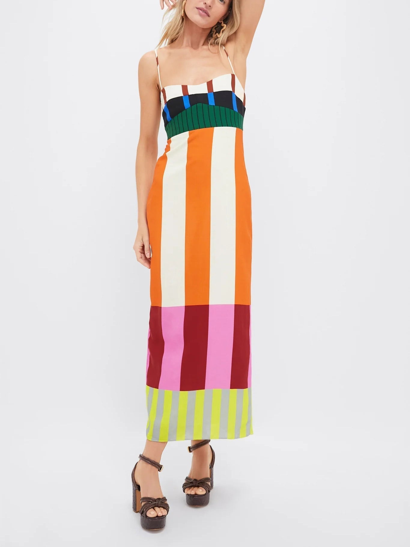 Paloma | Vestido Maxi de Tirantes con Rayas de Colores