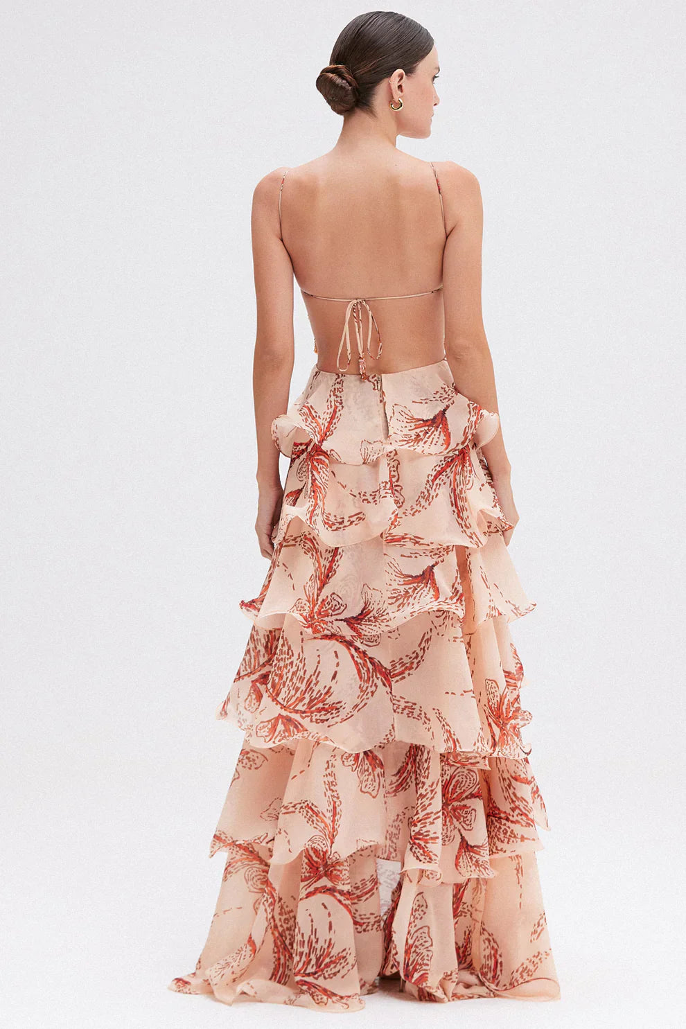 Nahia | Vestido Maxi con Volantes y Escote Joya