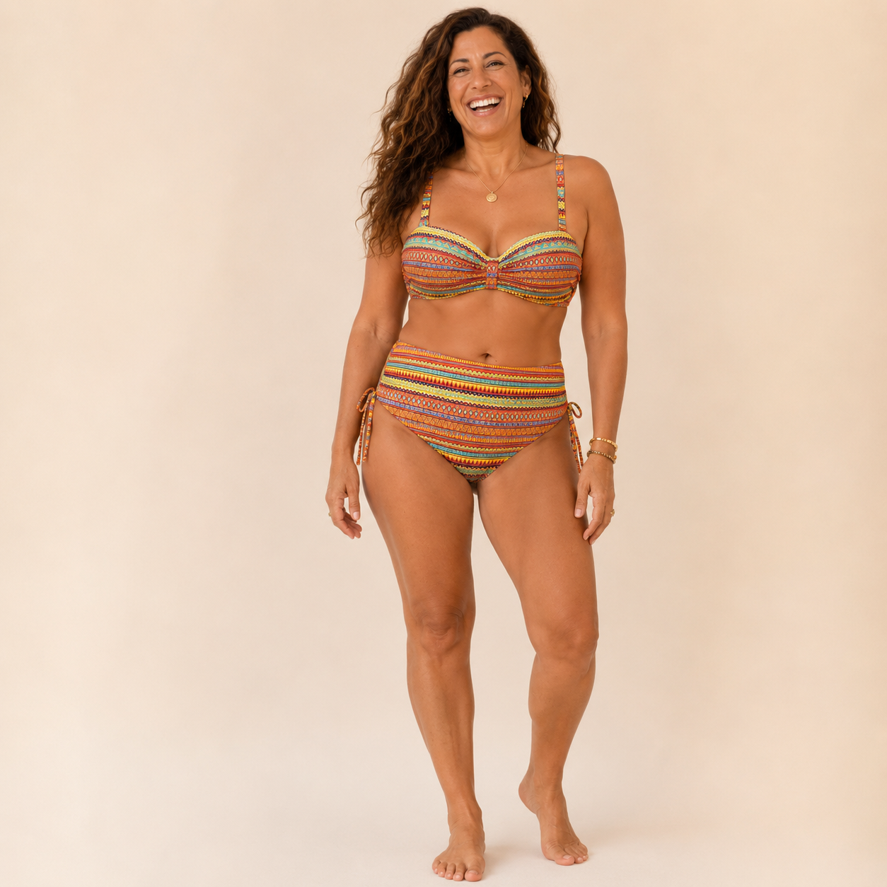 Zafra | Bikini Bandeau con Estampado Étnico Cálido
