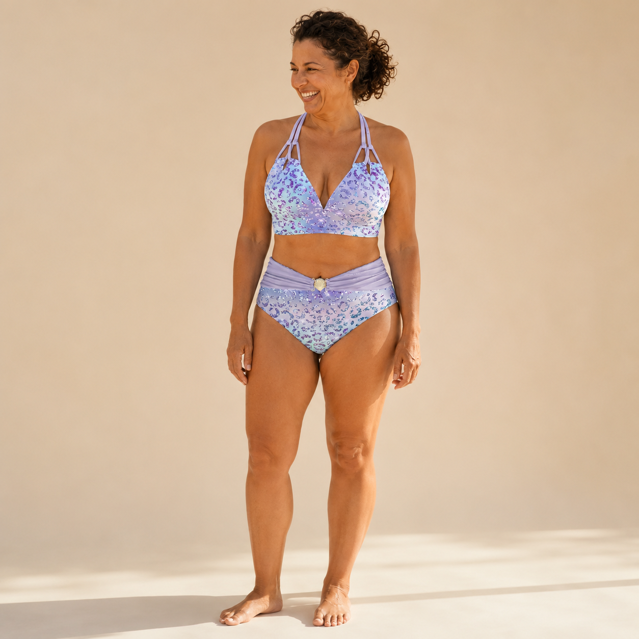 Sirena | Bikini Halter con Estampado Leopardo Degradado