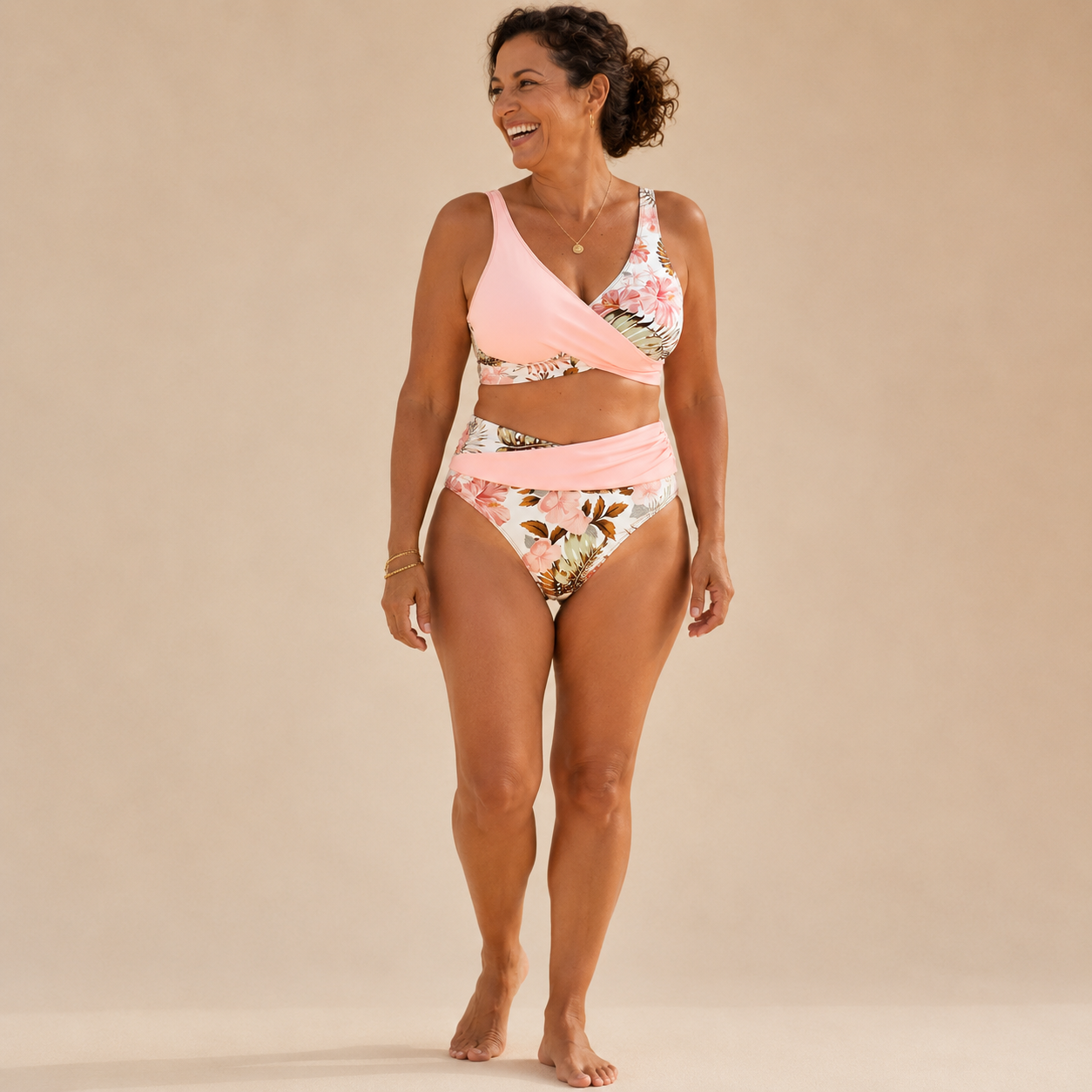 Hibisco | Bikini Cruzado Floral con Braga Alta