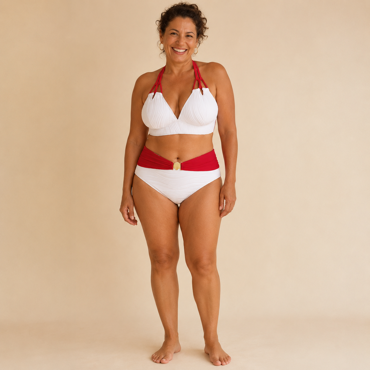 Coral | Bikini Halter Bicolor con Detalle Concha
