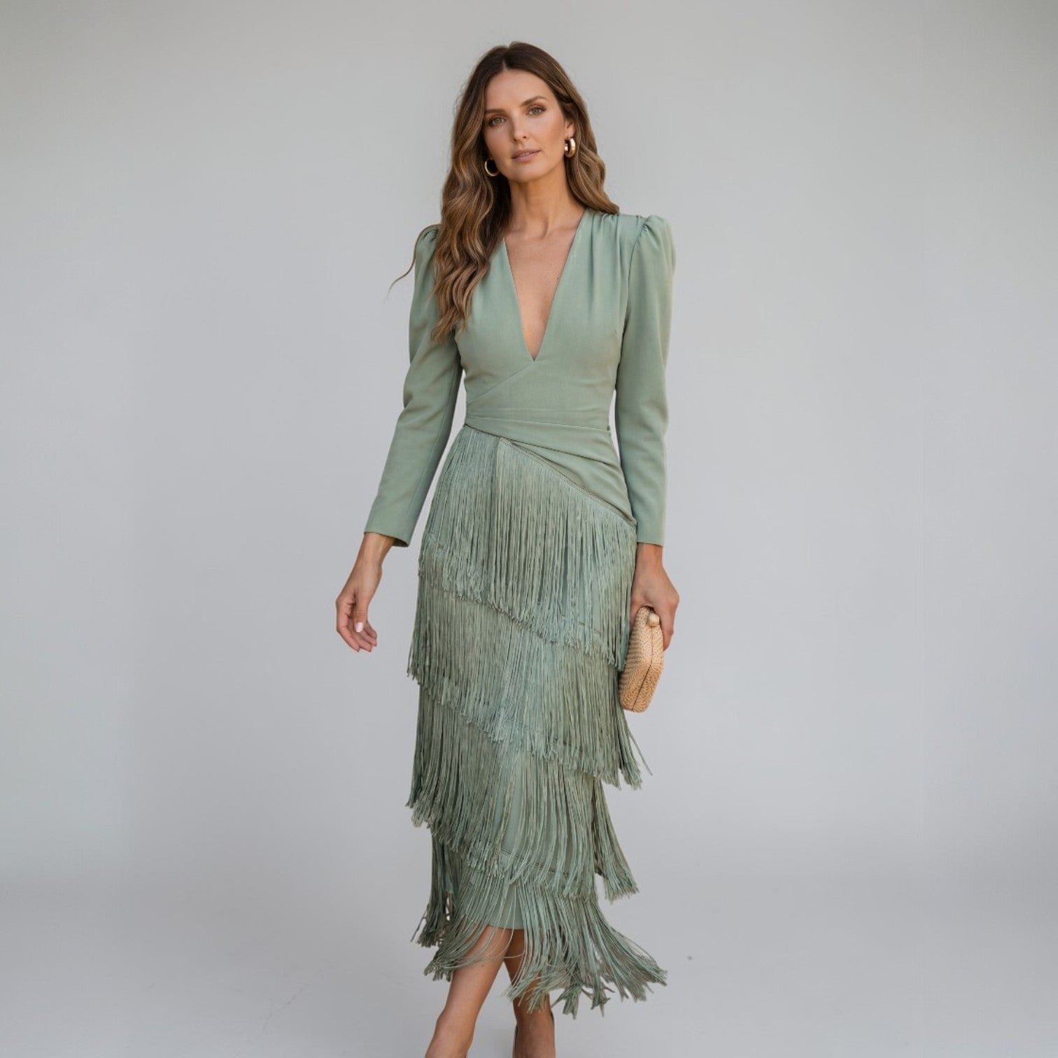 Sofía | Vestido Midi con Flecos en Degradé