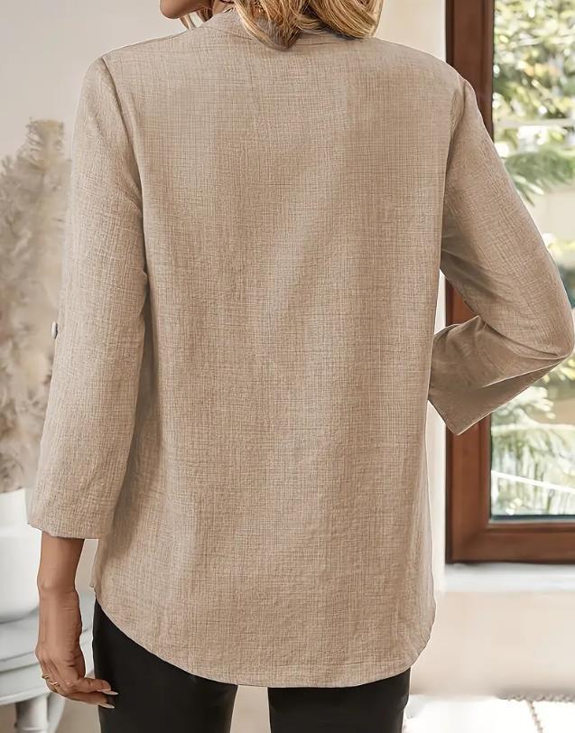 Léa | Blusa de algodón y lino con escote en V