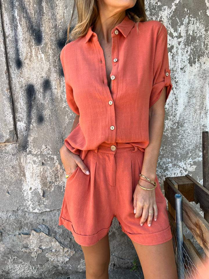 Carmela | Conjunto de Verano con Camisa de Manga Corta y Short