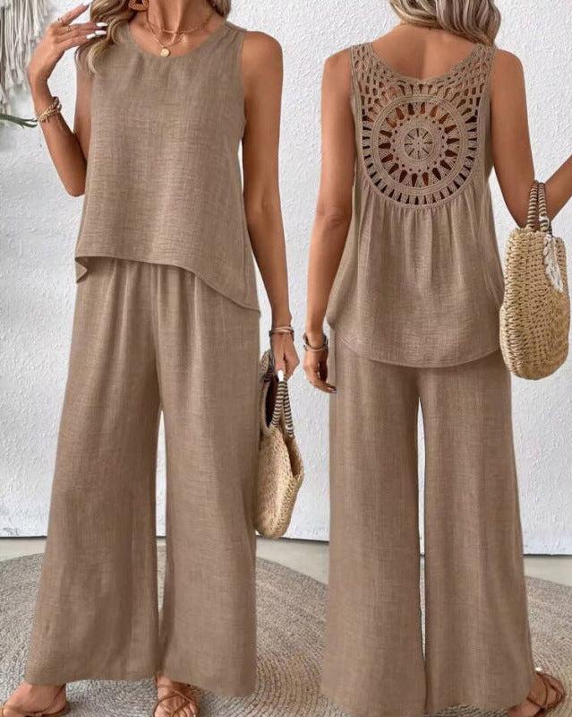 Verbena | Conjunto de Top y Pantalón de Pierna Ancha