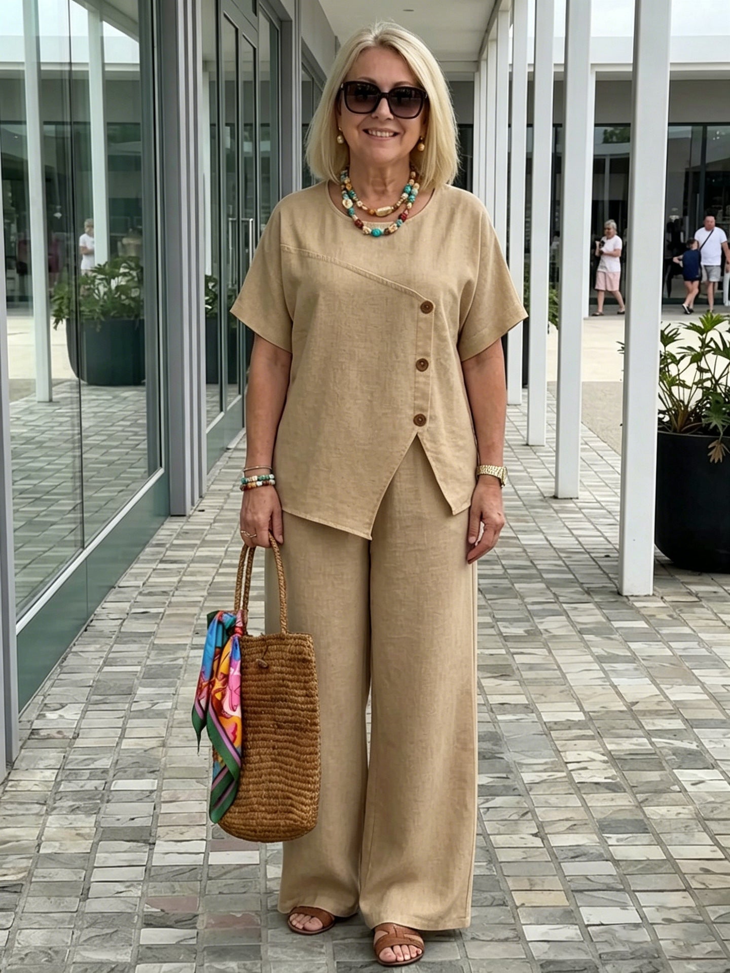 Serena | Conjunto Asimétrico con Pantalón Palazzo que Estiliza y Libera