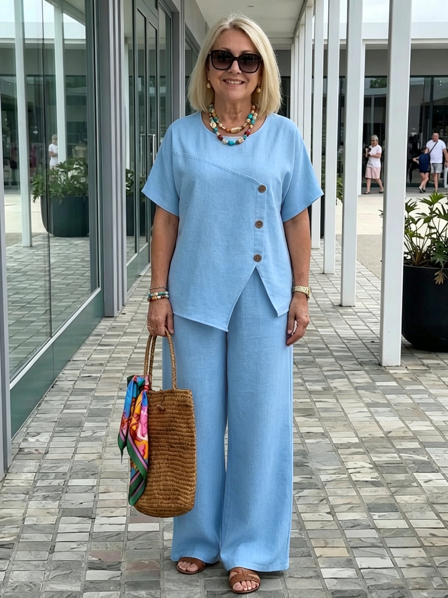 Serena | Conjunto Asimétrico con Pantalón Palazzo que Estiliza y Libera