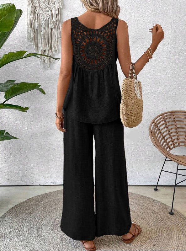 Verbena | Conjunto de Top y Pantalón de Pierna Ancha