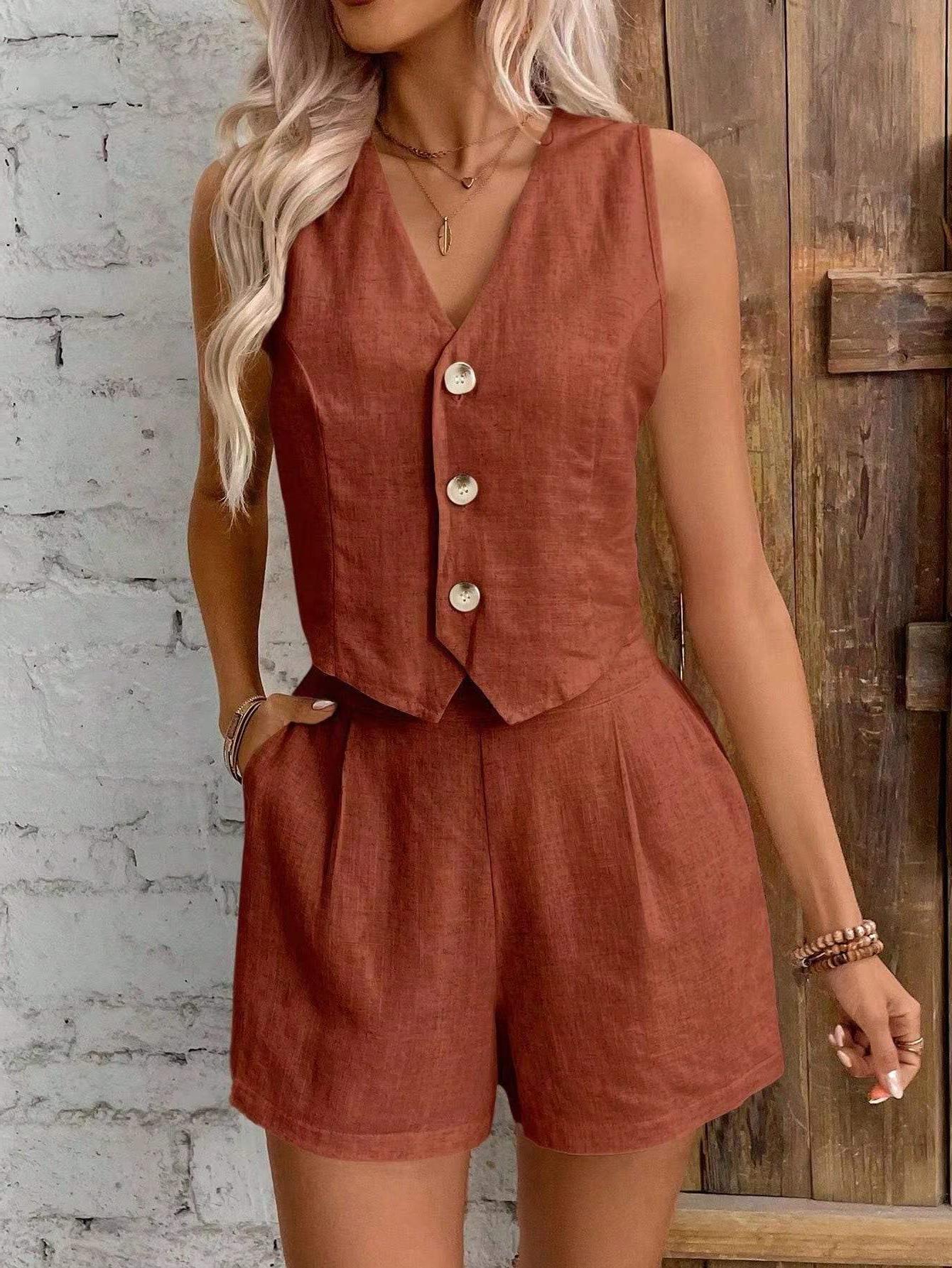 Valeria | Conjunto de Verano con Chaleco de Lino y Short