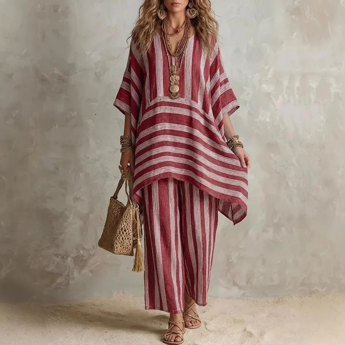 Brisa | Dos Piezas de Lino a Rayas con Top Oversize
