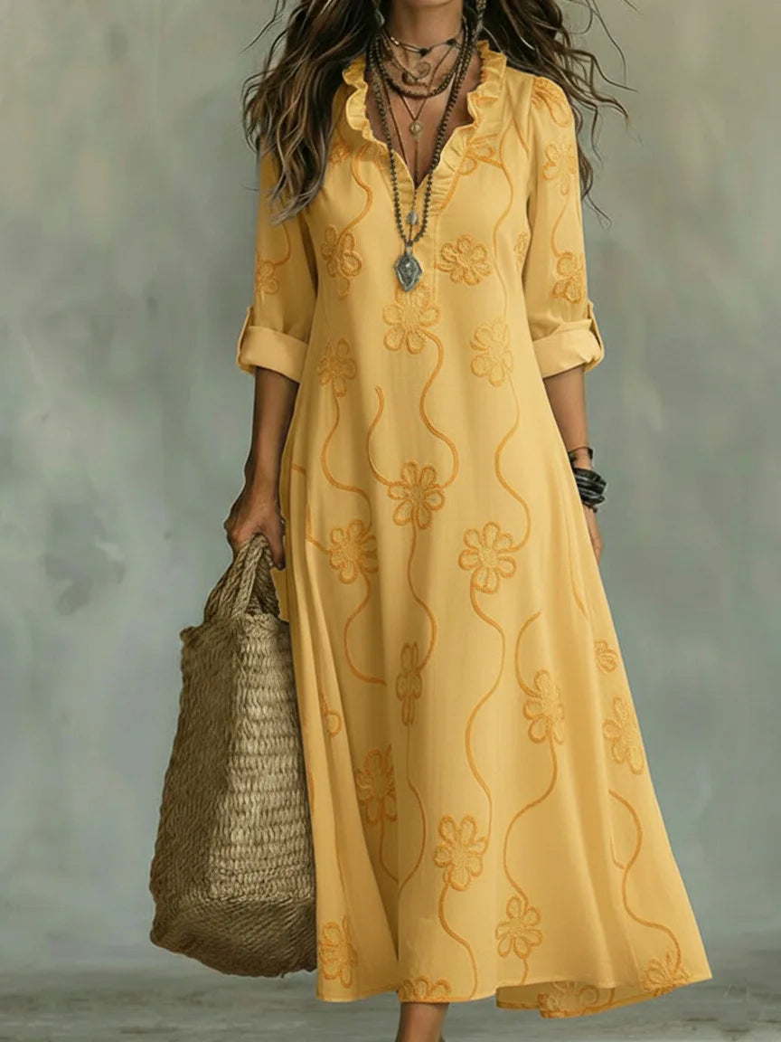 Girasol | Vestido Largo con Estampado Floral
