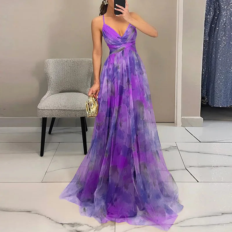 Giselle | Vestido Maxi Floral en Chifón con Tirantes