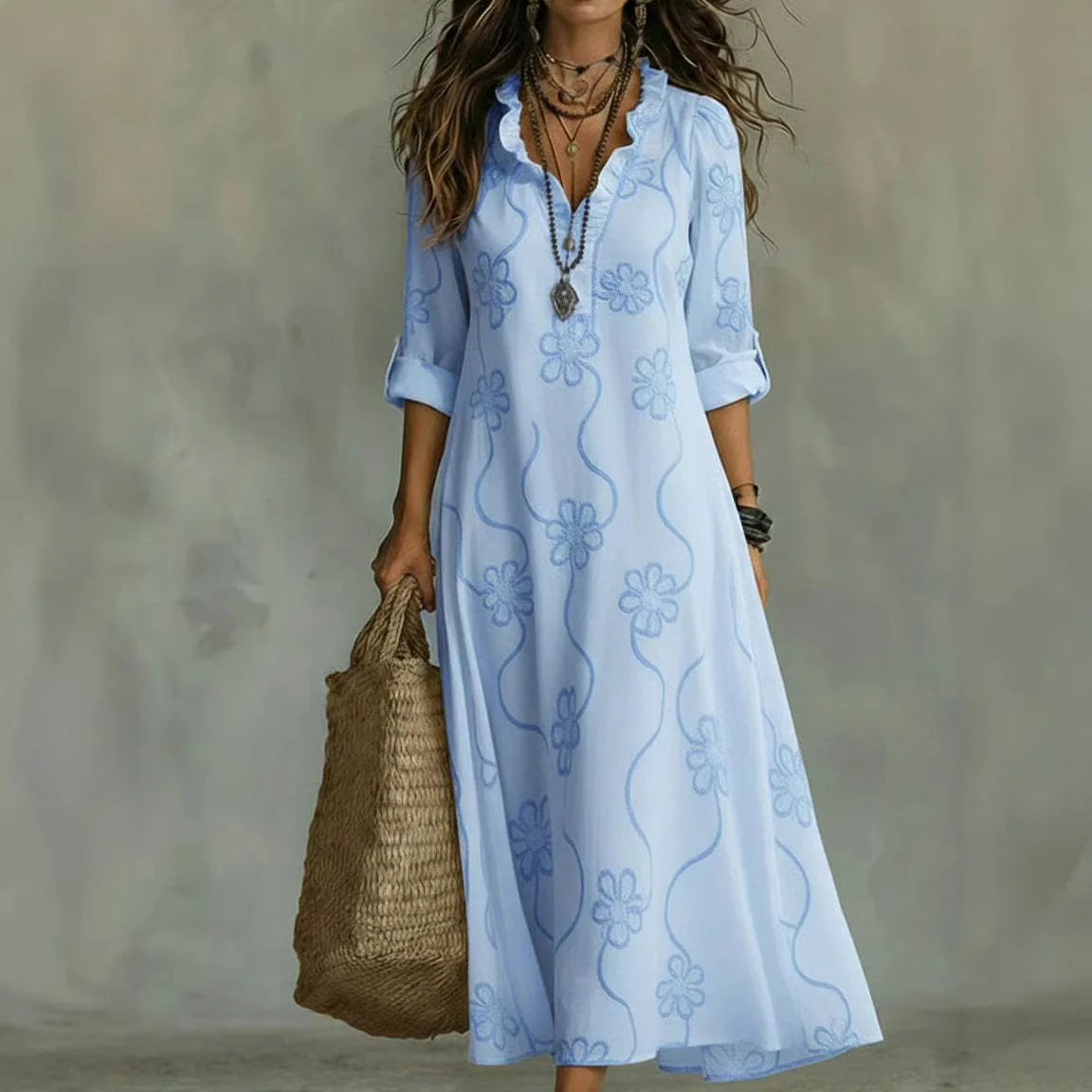 Girasol | Vestido Largo con Estampado Floral