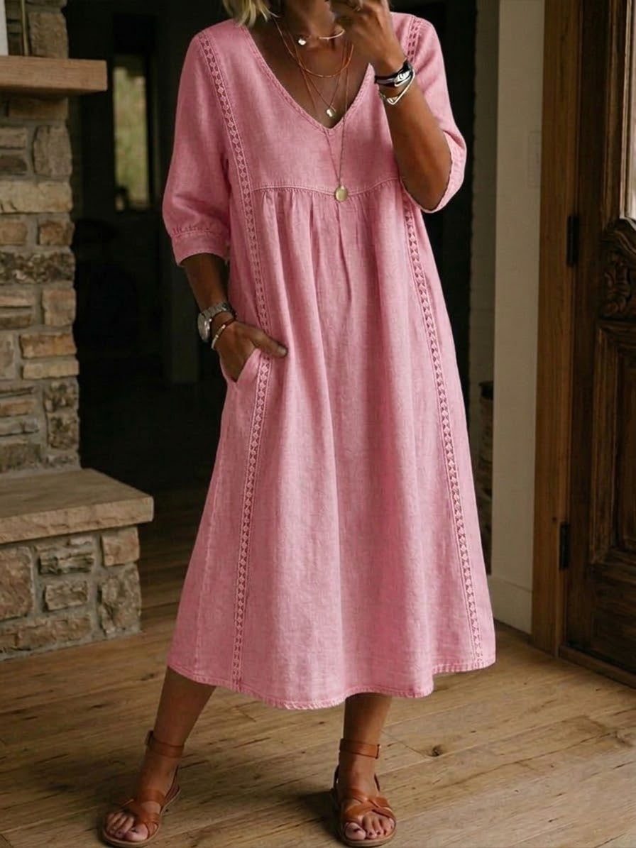 Aurélie | Vestido Midi de Corte Holgado con Bolsillos