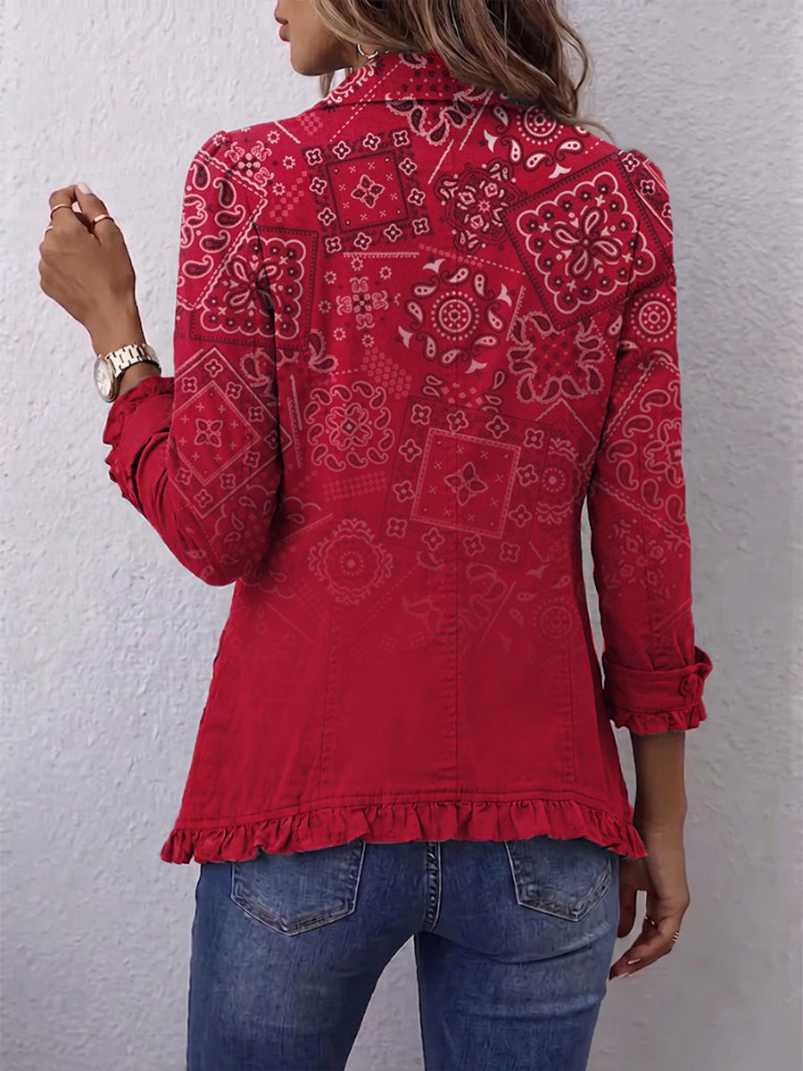 Clotilde | Chaqueta de Cachemira Degradada con Volantes
