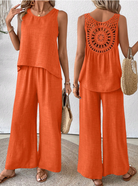 Verbena | Conjunto de Top y Pantalón de Pierna Ancha