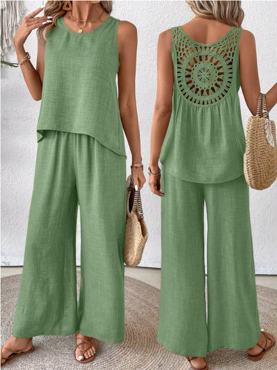 Verbena | Conjunto de Top y Pantalón de Pierna Ancha