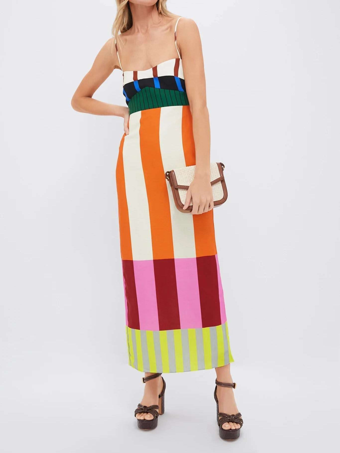 Paloma | Vestido Maxi de Tirantes con Rayas de Colores