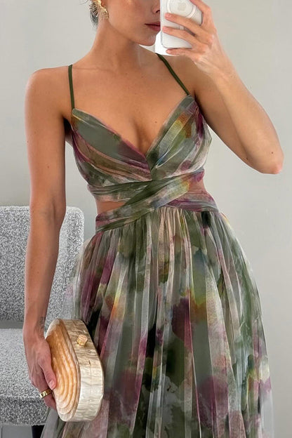 Giselle | Vestido Maxi Floral en Chifón con Tirantes