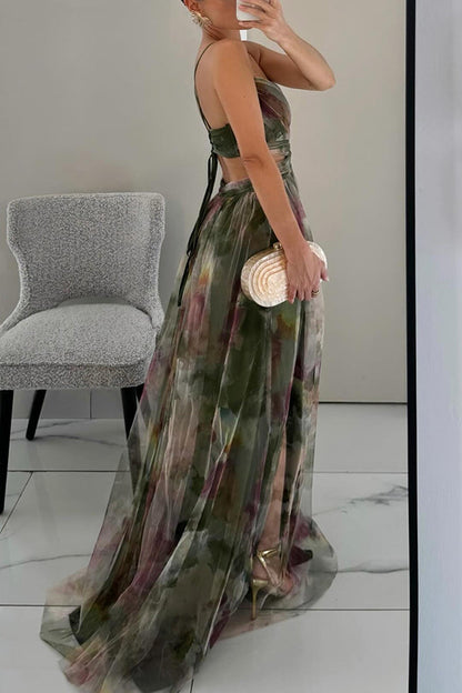 Giselle | Vestido Maxi Floral en Chifón con Tirantes
