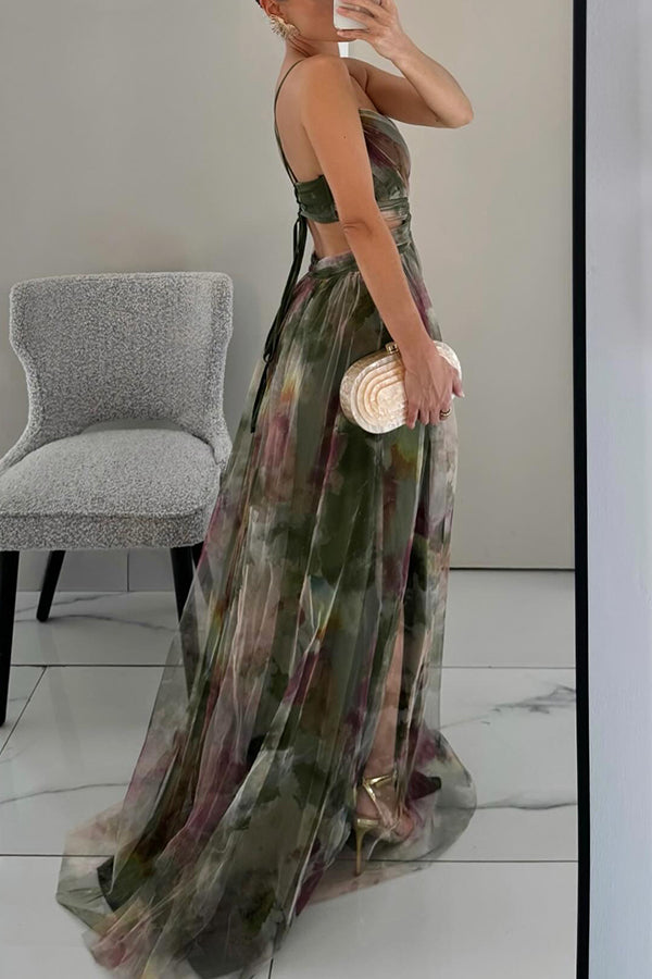 Giselle | Vestido Maxi Floral en Chifón con Tirantes